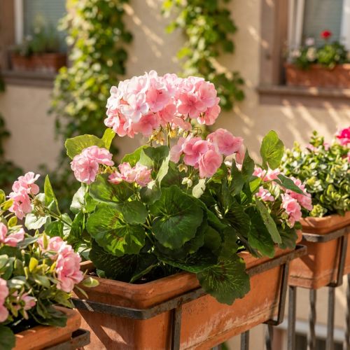 Geranium kunstig blomst Rosa geranium busk kunstig 7 blomster H38cm | Floristik24.no