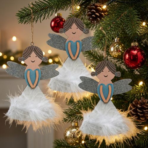 Julepyntfigurer Juletrepynt tre 14,5x10cm 6stk | Floristik24.no