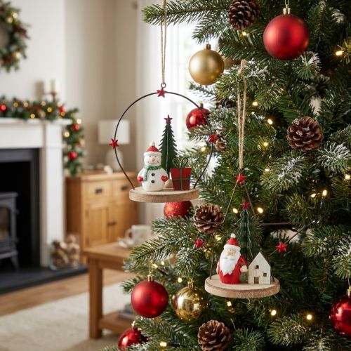 Dekorativ oppheng Julenissen Snowman Star H13cm 2stk | Floristik24.no