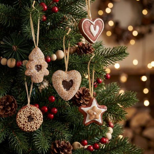 gjenstander Kunstige julekakedekorasjoner, juletrepynt, landlig stil, sett med 12