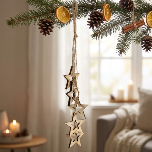 Dekorativ trehenger stjerne 50cm natur 1 stk | Floristik24.no