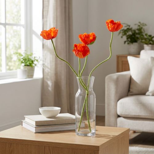 Valmuer kunstige kunstige blomster oransje 58cm–74cm 3stk | Floristik24.no