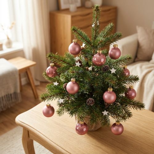 Mini julekuler gammelrosa glasskuler Ø2,5 cm 22 stk | Floristik24.no