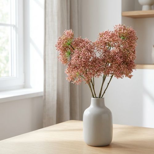 Hyllebær kunstig rosa blomstgren 52cm 4stk | Floristik24.no