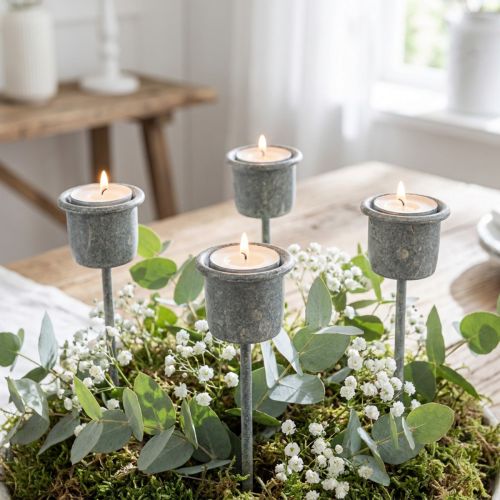 Plug-in lysestake Shabby Chic grå Ø3cm H8,5cm 8 stk | Floristik24.no