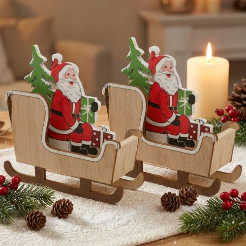 Deco slede med julenisse juleslede 10cm 2stk | Floristik24.no