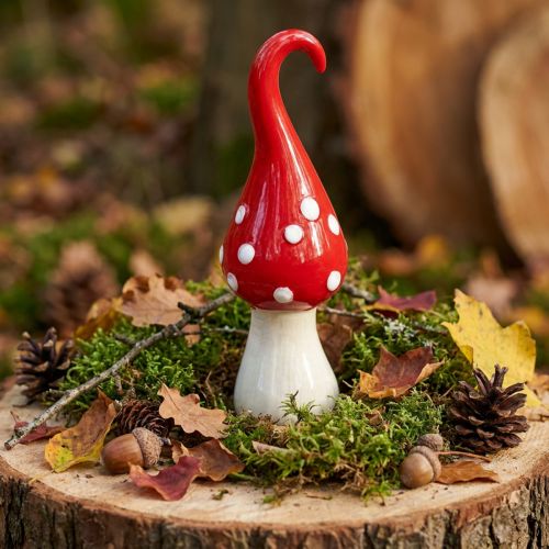 Deco Fluesopp Keramikk Deco Mushroom Rød Hvit Ø6,5cm H21cm | Floristik24.no