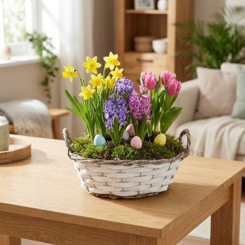 Plantekurv, dekorativ kurv, hvit med håndtak, 25 cm | Floristik24.no