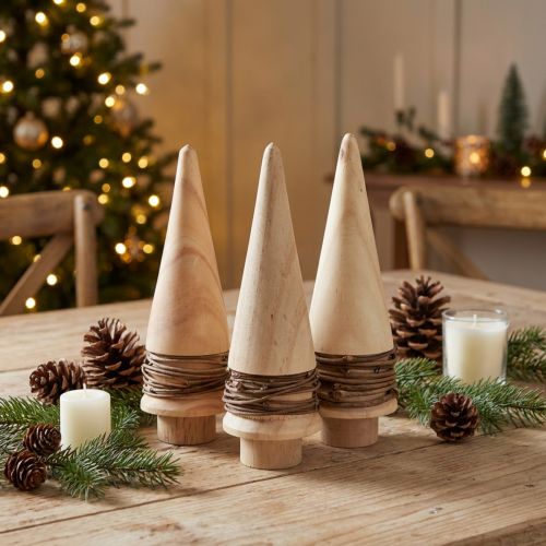 Mini juletre tre dekorasjon naturlig bordpynt H13,5cm 3 stk | Floristik24.no