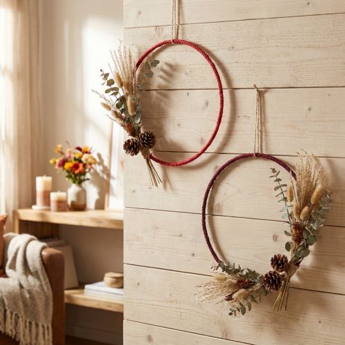 Dekorativ ring jute dekorasjonsløkke rød mørk rød Ø30cm 4stk | Floristik24.no