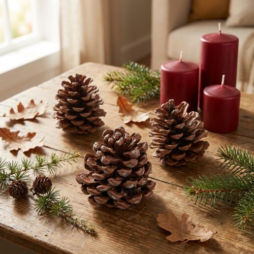 gjenstander Store naturlige pinjekongler 8–9 cm – 3 stk