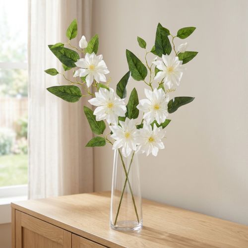 Kunstig klematisgren med blomster for elegant og vedlikeholdsvennlig dekorasjon, 81 cm, 2 stk. | Floristik24.no
