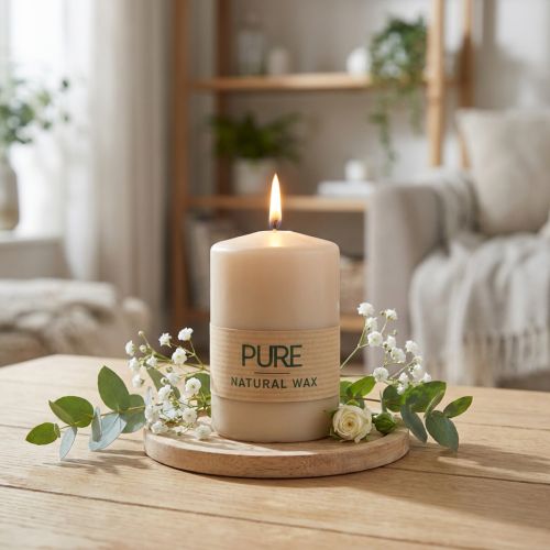 PURE søylelys Beige Wenzellys 90/60mm | Floristik24.no
