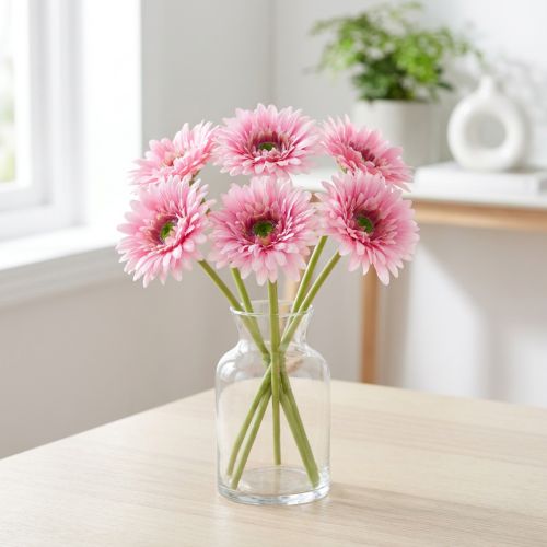 Kunstige gerberablomster til hagen, rosa, 47 cm, 6 stk. | Floristik24.no