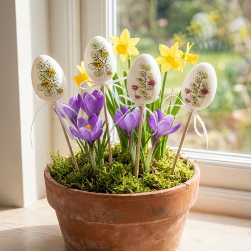 Påskeegg plast Påskepynt planteplugger H6cm 12 stk | Floristik24.no
