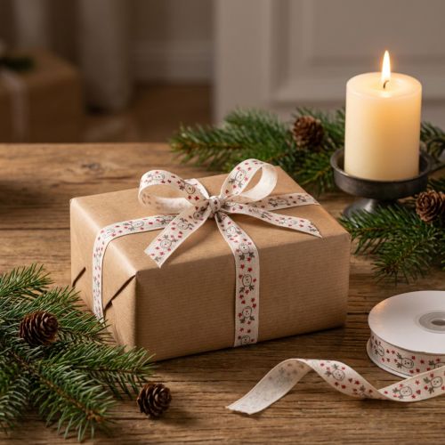 Julebånd med reinsdyrhvit krem