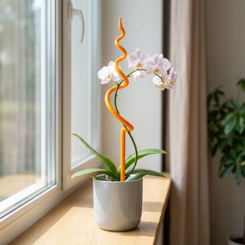 Orkidépinne, plast, oransje, klatrehjelp for orkideer, H64 cm | Floristik24.no