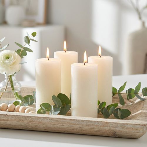 Rustikke kuppellys, ensfarget, off-white RAL, 60/110 mm, sett med 4 | Floristik24.no