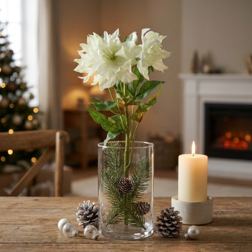 Julerose Kunstig Snørose Dekorasjon Silkeblomster 36cm | Floristik24.no