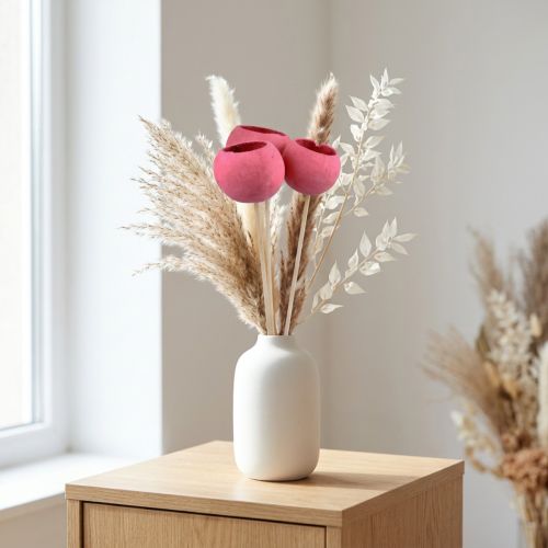 gjenstander Tørkede blomster dekorative klokkekopper på stilk rosa 42cm 3 stk