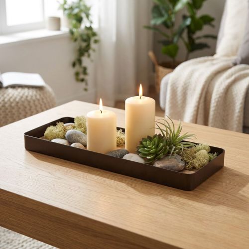 Dekorativt brett metall tre metallbrett treunderstell 34,5×11×3cm | Floristik24.no