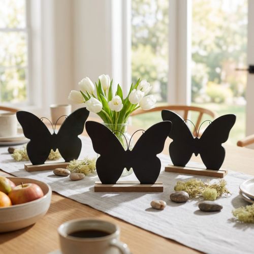 gjenstander Borddekorasjon tredekorasjon sommerfugl svart naturlig 15 cm 6 stk