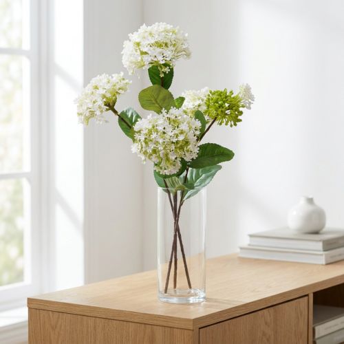 Kunstig blomster snøballplante Virburnum hvit Ø8cm 64cm | Floristik24.no