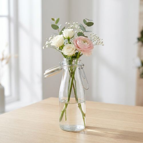 Flaske dekorativt glass med kork klar Ø7cm 20,5cm | Floristik24.no