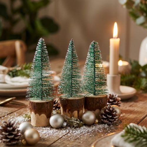 Julepynt juletre snødd 10cm 8stk | Floristik24.no