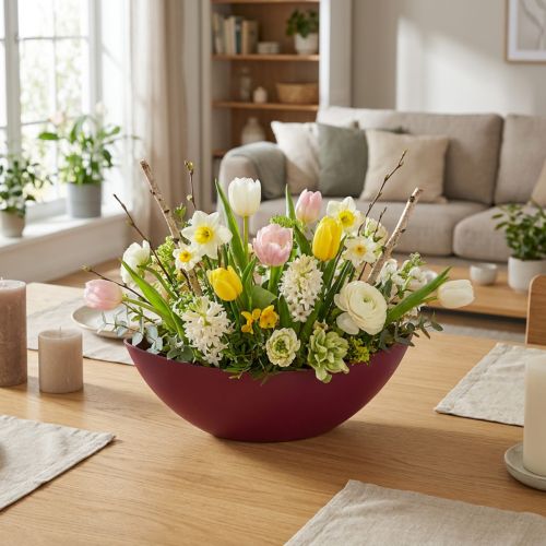 Moderne halvmåne bolle mørk rød laget av plast 39 cm - allsidig til dekorasjon - 2 stk | Floristik24.no