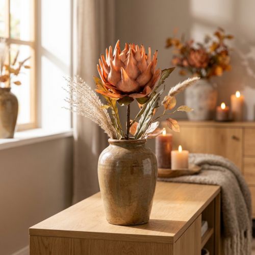 gjenstander Artisjokk kunstig blomst høst oransje tørr look Ø15cm 73cm