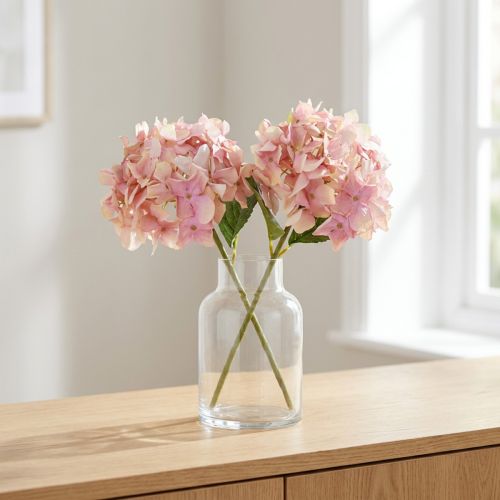 Elegant kunsthortensia i pastellrosa 58cm 2stk | Floristik24.no