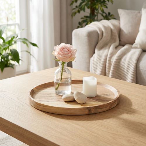 Dekorativt brett/tallerken laget av naturlig akasietre, Ø20 cm | Floristik24.no