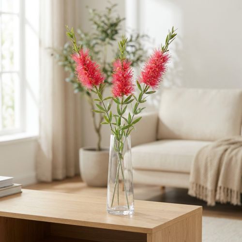 gjenstander Kunstige Blomster Rød Karmin Sylinderrens 70cm 3stk