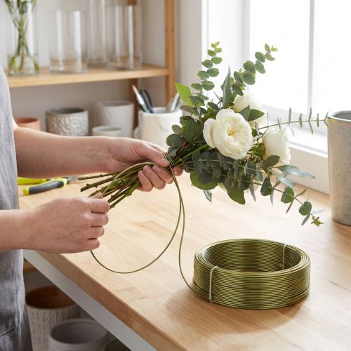 gjenstander Aluminiumstråd Olivengrønn 2mm 500g - Fleksibel og formbar for gjør-det-selv-prosjekter, håndverk og blomsterdekorasjon