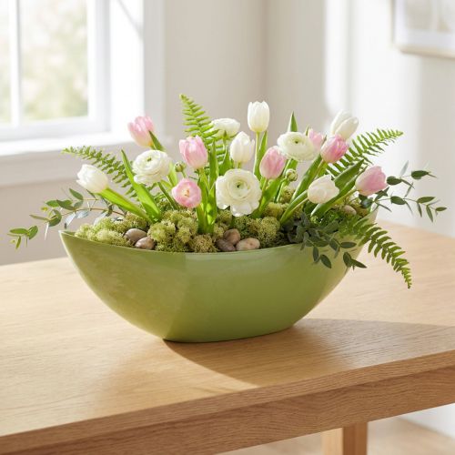 Dekorativ skål lysegrønn 55,5cm x 14cm H17,5cm 1 stk | Floristik24.no