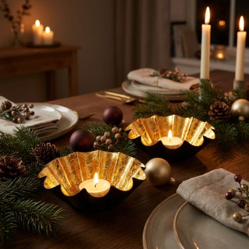 Telysholder julepynt bakeform svart gull Ø12cm 2 stk | Floristik24.no