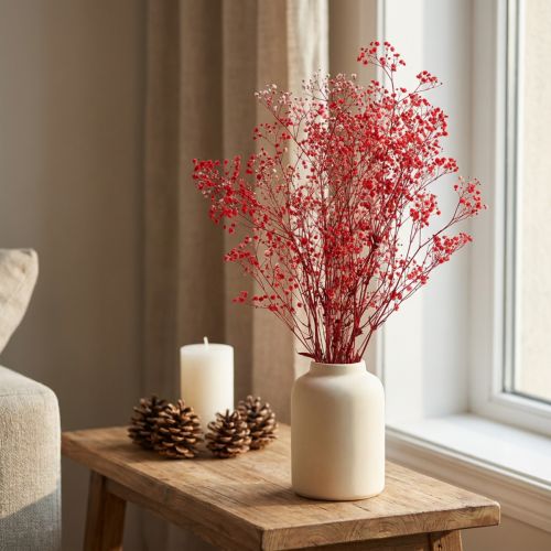 Gypsophila Gypsophila Tørkede Blomster Rød 50cm 55g | Floristik24.no