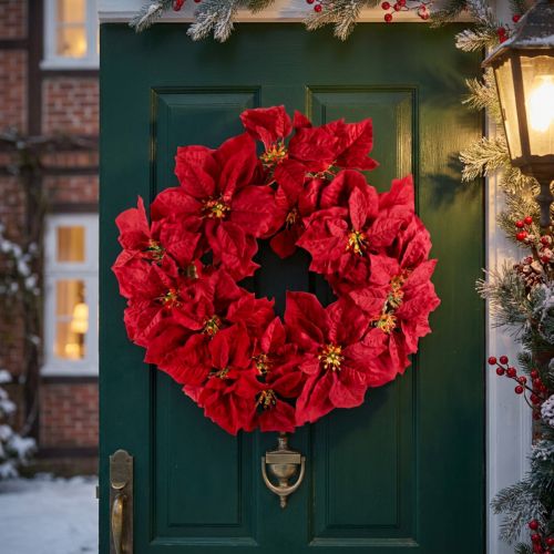 gjenstander Julestjernekrans, kunstige blomster, jul, Ø40 cm