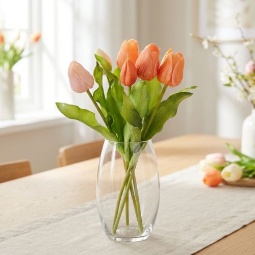 Kunstige tulipaner til vårdekorasjon, stue og kjøkken, med naturtro utseende, 30 cm, 7 stk. | Floristik24.no