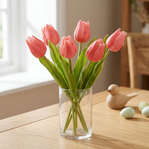 gjenstander Høykvalitets tulipanblomst som en naturtro kopi for bordvaser, 21 cm, 6 stk.