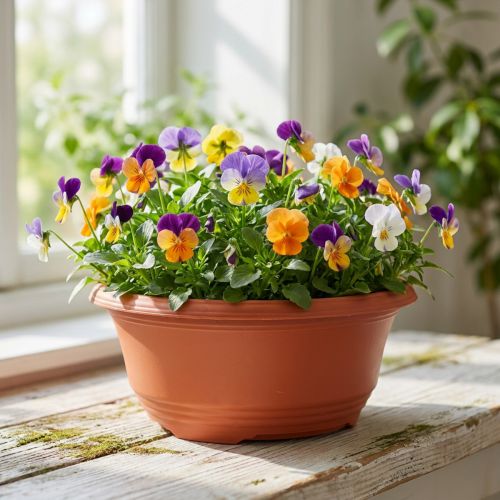 Rund plantekasse i plast Ø23cm H10cm terrakotta 5 stk | Floristik24.no