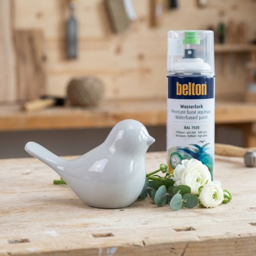 Belton fri vannbasert maling grå høyglans spray lys grå 400ml | Floristik24.no