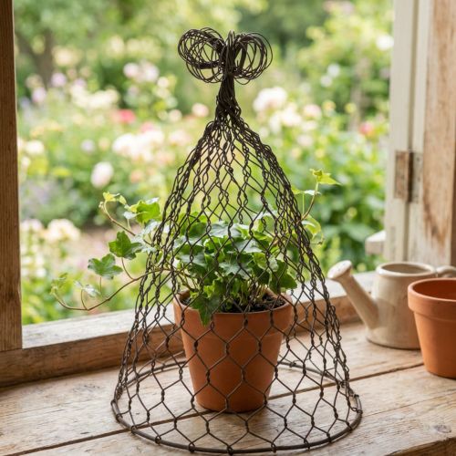 Trådhette, dekorativ klokke, espalier laget av metall Brun H25cm Ø16cm | Floristik24.no