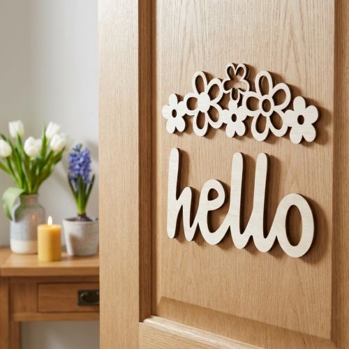 Tre dekorasjon blomster "Hei" natur deco skilt med magnet 18/19,5cm 6stk | Floristik24.no