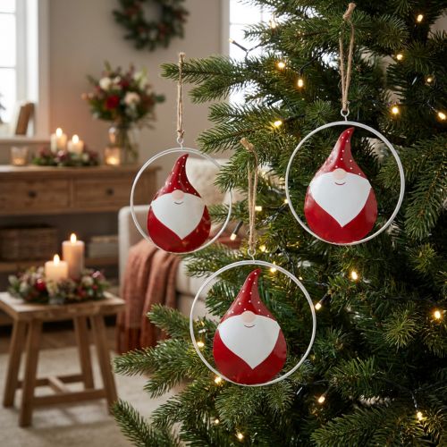 Julepryd nisse nisse metall Ø16cm 3stk | Floristik24.no