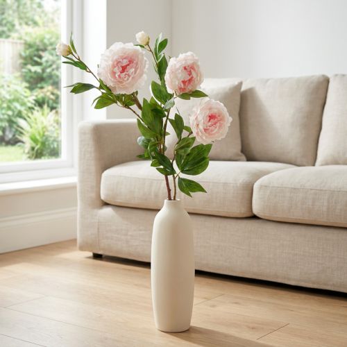 Silkeblomstpion kunstig lys rosa, hvit 135cm | Floristik24.no