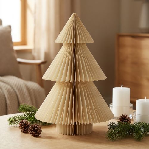 Papir juletre papir juletre krem gull H30cm | Floristik24.no