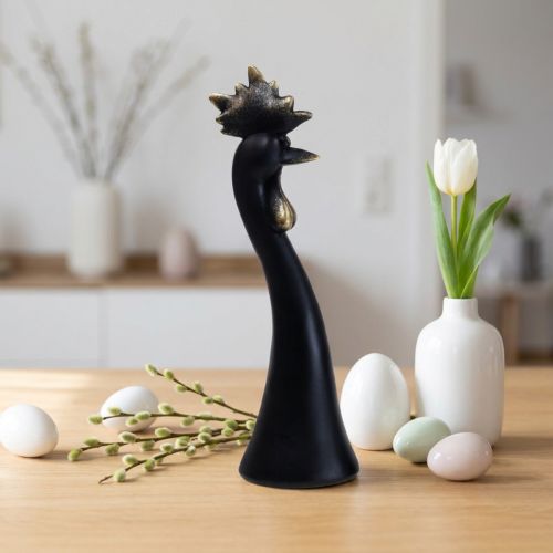 Påskepynt kyllingpynt hane sort gull Ø9cm H29cm | Floristik24.no