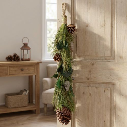 Juleoppheng i furu- og eukalyptuskongler L60 cm skandinavisk landlig stil | Floristik24.no